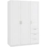 [en.casa] Kleiderschrank Finning 176x120x52 cm 3 Schubladen Weiß