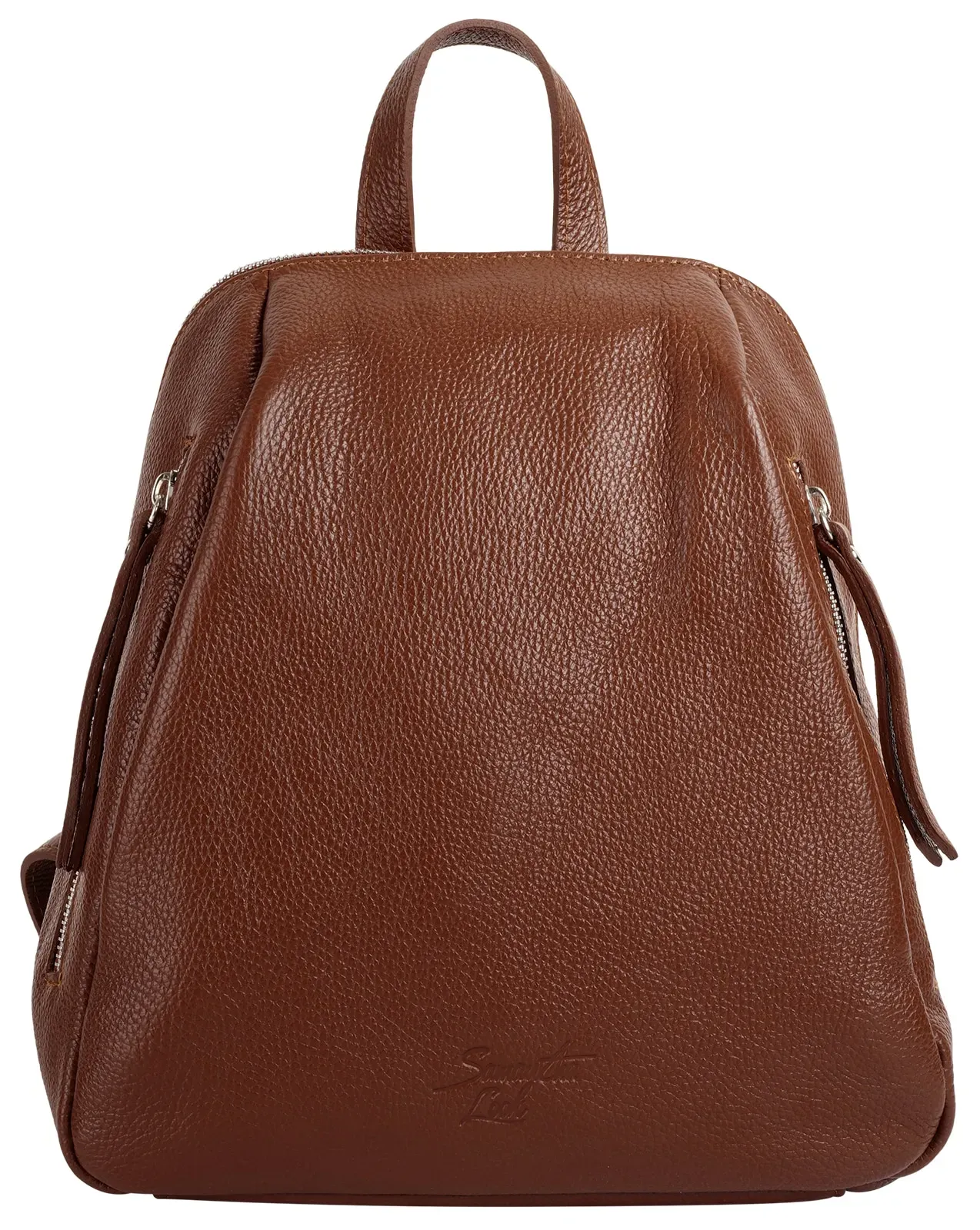Cityrucksack SAMANTHA LOOK, Damen, Gr. B/H/T: 25cm x 30cm x 12cm, onesize, braun (cognac), Leder, Rindsleder, Rucksäcke Cityrucksack, echt Leder, Made in Italy