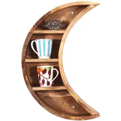 Massivholzregal in modernem Design mondförmig