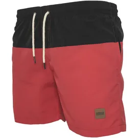 URBAN CLASSICS Block Swim Shorts Schwarz/Rot L