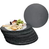 Mambocat 12x Schieferplatten rund Ø30cm Untersetzer Pizza-Teller Servier-Platte Naturschiefer