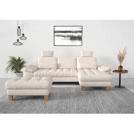 sit&more Ecksofa SIT & MORE "Westham L-Form", beige (creme), B:275cm H:88cm T:172cm, 100% Polyester, Sofas, Ecksofa, mit Recamiere, mit oder ohne Bettfunktion, Bettkasten, Füße Eiche