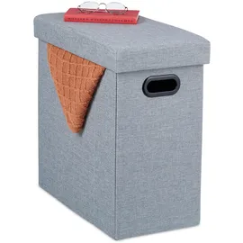 Relaxdays Sitzhocker mit Stauraum, gepolstert, Faltbarer Stoffhocker, Wohnzimmer, Flur, HxBxT: 49 x 48,5 x 27 cm, grau