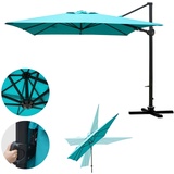 MCW Gastronomie-Ampelschirm MCW-A39, 3x3m (Ø4,24m) schwenkbar drehbar, Polyester/Alu 31kg ~ türkis ohne Ständer