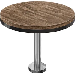 MML | Bistro Massiv Tisch | Rund | Ø 70 x 77 cm | Walnuß / Edelstahl