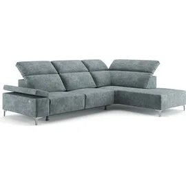 VitaliSpa Ecksofa Loungesofa Boxspringsofa James, Grau Relaxfunktion 301x86 cm Rechte Ecke,