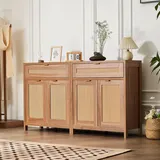 Vevor Rattanschrank mit 4 Türen 2 Schubladen, Verstellbare Rattankommode 2 Stk.