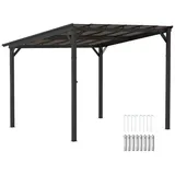 Outsunny Pergola ca. 3x3m, Wasserdicht, Stabil, Winterfest mit UV-Schutz 50+, BxTxH: 306x294x258 cm, (Terrassenüberdachung, 1-tlg., Wandmontiert Gartenpavillon), aus Metall, für Garten Terrasse Balkon Dunkelgrau