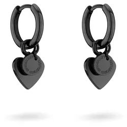 Paar Creolen LIEBESKIND BERLIN "Schmuck Edelstahl Layered Love", schwarz, Ohrringe, Damen, Edelstahl
