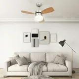 vidaXL Deckenventilator mit Licht und Fernbedienung 76 cm Hellbraun