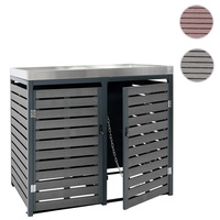 XL 2er-/4er-Mülltonnenverkleidung HWC-K14, Mülltonnenbox Pflanzkasten, 124x146x102cm WPC Metall 90kg ~ anthrazit