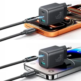 OEM USB-C Lightning Usb-a GaN 45W Wandladegerät - Schwarz