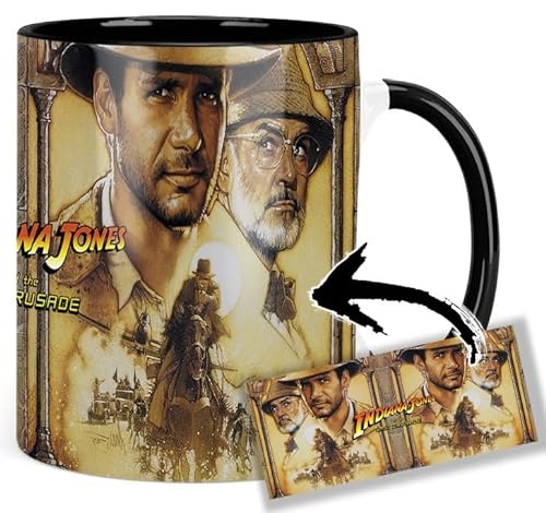 Indiana Jones And The Last Crusade Harrison Ford Sean Connery Tasse Innen & Henkel Schwarz Keramikbecher Mug