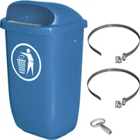 BRB-Lagertechnik 50 Liter Abfallbehälter blau im Komplettset m. Schellenband