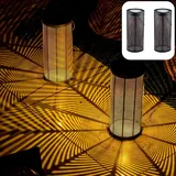 Marrakesch Orient & Mediterran Interior 2er Set Solarlaterne Solar Laterne Lampe Deko Balkon Garten Bamba Schwarz