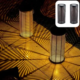 Marrakesch Orient & Mediterran Interior 2er Set Solarlaterne Solar Laterne Lampe Deko Balkon Garten Bamba Schwarz