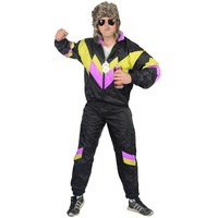 Foxxeo 80er Jahre Kostüm für Erwachsene Premium 80s Trainingsanzug Assianzug Assi - Herren Größe S-XXXXL - Fasching Karneval Anzug, Farbe schwarz gelb pink, Größe: XXXL