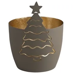 Madras Windlicht Weihnachtsbaum flanell/gold