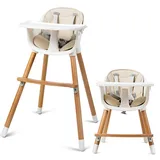 2-in-1 Hochstuhl Babyliege Hocker Esssthul Kinderhochstuhl verstellbar Holz