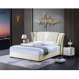 JVmoebel Schlafzimmer-Set Elegantes Schlafzimmerset aus Holz und Leder in Weiß, (Set, 3-tlg., 3-er Set), Made in Europa weiß