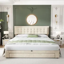 stilvora Polsterbett 160 x 200 cm Beige