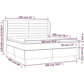 vidaXL Boxspringbett mit Matratze Dunkelgrau 180x200 cm Stoff1372553