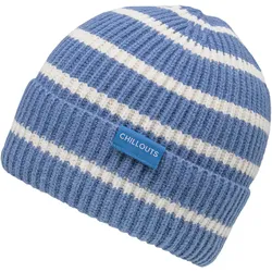 Beanie CHILLOUTS "Jette Hat", Damen, blau, Rippstrick, Kunstfaser, gestreift, casual, Mützen, mit elastischer Passform und Umschlag