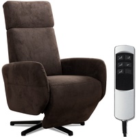 Cavadore TV-Sessel Cobra mit 2 E-Motoren / Fernsehsessel mit Liegefunktion, Relaxfunktion / Mit Fernbedienung verstellbar / Sternfuß, belastbar bis 130 kg / 71 x 110 x 82 / Lederoptik, Dunkelbraun