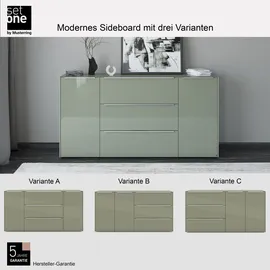 Set One by Musterring Sideboard Reno 182 x 94 x 42 cm Olivgrün matt lack / Olivgrün glanz