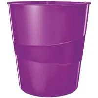 Leitz Papierkorb, 6er Pack, 15 Liter, Kunststoff, Violett, WOW,