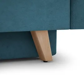 beautysofa Ecksofa VINCI mit Schlaffunktion und Bettkasten, Blau Velo 631, Uniwersalle Ottomane - Blau