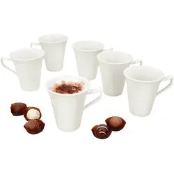 6x Ivory Kaffeebecher 220ml Porzellan-Tassen 6 Personen Tee Kakao elfenbeinweiß