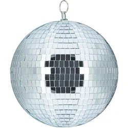 Relaxdays Discokugel, Ø 25 cm, Deko Spiegelkugel zum Aufhängen, große Partykugel mit Metallöse, Discoball Party, silber