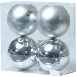 MARELIDA Christbaumkugeln Weihnachtskugeln bruchfest 10cm silber 4er Set