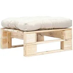vidaXL Garten-Palettenhocker mit Sandfarbigem Kissen Holz Natur