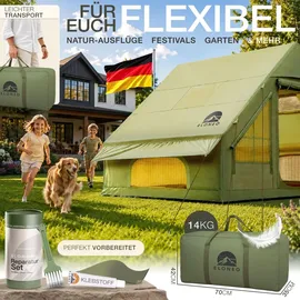 eloneo aufblasbares Zelt 2-4 Personen Grün