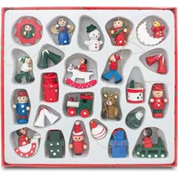 Brubaker 24-TLG. Set Weihnachtsbaumschmuck aus Holz, bis zu 4 cm große Figuren, handbemalt