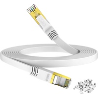 HiiPeak cat 8 netzwerkkabel cat 8 kabel 25 m lan kabel 25 meter 25m lan kabel cat 8 lan kabel 25m ethernet kabel cat 8 verlegekabel cat 8.1 netzwerkkabel 25m Flach mit 40 Gigabit/s und 2000 Mhz Weiß