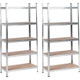 Beliani Garagenregal 2er Set 75 x 30 x 0 cm Silber