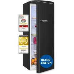 Exquisit Retro-Kühlschrank, ohne Gefrierfach, 229 Liter, groß, 5 Ablagen, Gemüsefach, Temperaturregelung, RKS325-V-H-161E mattschwarz