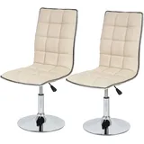 2er-Set Esszimmerstuhl HWC-C41, Kunstleder creme, Stuhl Lehnstuhl