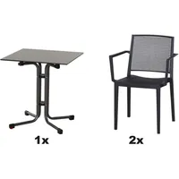 Siena Garden Urban Lights Set 3teilig Square Sessel gastrotauglich Anthrazit, mit Tisch Sola 65x65