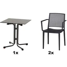 Siena Garden Urban Lights Set 3teilig Square Sessel gastrotauglich Anthrazit, mit Tisch Sola 65x65