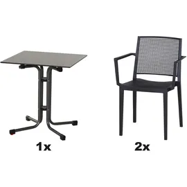 Siena Garden Urban Lights Set 3teilig Square Sessel gastrotauglich Anthrazit, mit Tisch Sola 65x65