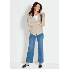 GOLDNER Langarm Strickjacke mit V-Ausschnitt Braun 48