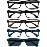 OPULIZE Die Lesebrille Unternehmen Schwarz Braun Blau Leser Mit Blau Sonne Leser Wert 5er-Pack Herren Frauen RRRRS92-11233 +1,00