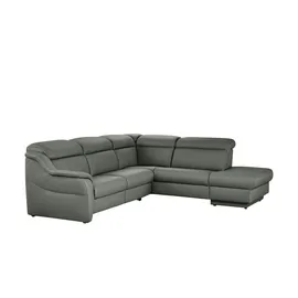 HIMOLLA Ecksofa Leder 9707 ¦ grau ¦ Maße (cm): B: 275 H: 84 T: 245