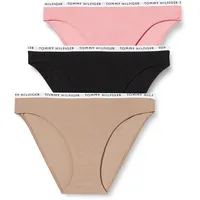 Tommy Hilfiger Damen 3er Pack Slips Unterwäsche, Mehrfarbig (Flora Pink/Oat Milk/Black), S - S