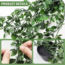 luxuskollektion 3er Set Künstliche Hängepflanzen mit Topf 55-85cm, Indoor Outdoor Deko