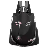 FANDARE Damen Rucksack Mädchen Umhängetasche Handtasche Frauen Schultertasche Schultasche Anti-Diebstahl Schulrucksack passen Reise Campus Schulranzen Rucksäcke Wasserdicht Polyester Schwarz